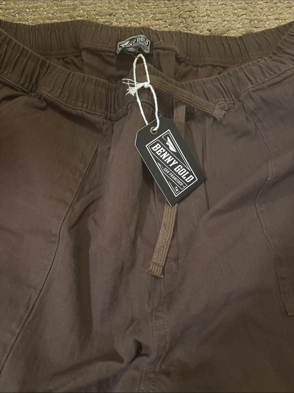 Benny Gold Men’s Brown Casual Shorts XL Elastic Waist Drawstring NWT Streetwear - Picture 4 of 7